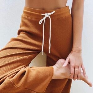 Mate the Label Rust waffle knit wide leg Lounge Pants XS